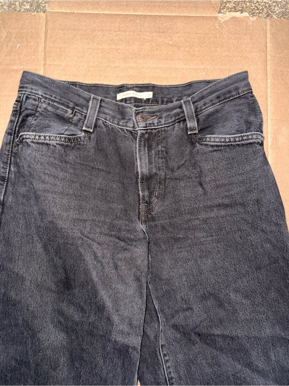 Levi’s 94 Baggy Wide Leg Jeans Black Wash High Rise W29 L31 100% Cotton - Picture 4 of 11